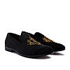 Regal Black Men Embroidered Suede Loafers