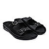 Regal Black Men Textured Leather Sandals