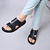 Imperio By Regal Black Men Textured Leather Sandals