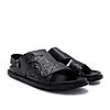 Imperio By Regal Black Men Textured Leather Sandals