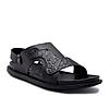 Imperio By Regal Black Men Textured Leather Sandals