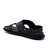 Imperio By Regal Black Men Textured Leather Sandals