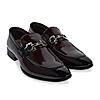 Imperio By Regal Maroon Men Formal Patent Leather Buckled Slip Ons