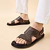 Imperio By Regal Brown Men Textured Leather Sandals