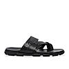 Imperio By Regal Black Men Textured Leather Sandals