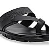 Imperio By Regal Black Men Textured Leather Sandals