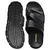 Imperio By Regal Black Men Textured Leather Sandals