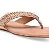 Rocia By Regal Rose Gold Women Embroidered Thong Flats