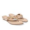 Rocia By Regal Gold Women Embroidered Thong Flats