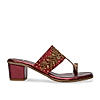 Rocia By Regal Maroon Women One Toe Embroidered Block Heel Sandals