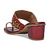 Rocia By Regal Maroon Women One Toe Embroidered Block Heel Sandals