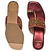 Rocia By Regal Maroon Women One Toe Embroidered Block Heel Sandals