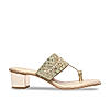 Rocia By Regal Gold Women One Toe Embroidered Block Heel Sandals