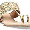 Rocia By Regal Gold Women One Toe Embroidered Block Heel Sandals