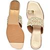 Rocia By Regal Gold Women One Toe Embroidered Block Heel Sandals