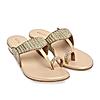 Rocia By Regal Gold Women One Toe Diamond Studded Small Heel Sandals