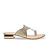 Rocia By Regal Gold Women One Toe Diamond Studded Small Heel Sandals