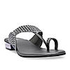 Rocia By Regal Grey Women One Toe Diamond Studded Small Heel Sandals