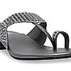 Rocia By Regal Grey Women One Toe Diamond Studded Small Heel Sandals