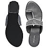 Rocia By Regal Grey Women One Toe Diamond Studded Small Heel Sandals