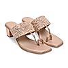 Rocia By Regal Rose Gold Women One Toe Embroidered Block Heel Sandals