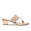 Rocia By Regal Rose Gold Women One Toe Embroidered Block Heel Sandals