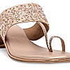 Rocia By Regal Rose Gold Women One Toe Embroidered Block Heel Sandals