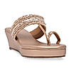 Rocia By Regal Rose Gold Women One Toe Embroidered Platforms