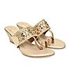 Rocia By Regal Gold Women Mirror Work Kolhapuri Wedges