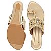 Rocia By Regal Gold Women Mirror Work Kolhapuri Wedges