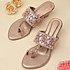 Rocia By Regal Rose Gold Women Mirror Work Kolhapuri Wedges