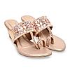 Rocia By Regal Rose Gold Women Mirror Work Kolhapuri Wedges