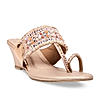 Rocia By Regal Rose Gold Women Mirror Work Kolhapuri Wedges