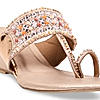 Rocia By Regal Rose Gold Women Mirror Work Kolhapuri Wedges