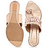 Rocia By Regal Rose Gold Women Mirror Work Kolhapuri Wedges