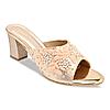 Rocia Rose Gold Women Hand Embroidered Block Heel Sandals