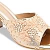 Rocia Rose Gold Women Hand Embroidered Block Heel Sandals