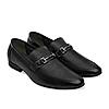 Regal Black Mens Textured Leather Buckled Slip Ons