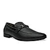 Regal Black Mens Textured Leather Buckled Slip Ons