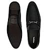 Regal Black Mens Textured Leather Buckled Slip Ons