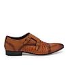 Imperio By Regal Tan Mens Formal Woven Double Monk Slip Ons