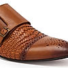 Imperio By Regal Tan Mens Formal Woven Double Monk Slip Ons