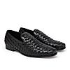 Imperio By Regal Black Mens Woven Textuted Leather Formal Slip Ons