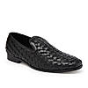 Imperio By Regal Black Mens Woven Textuted Leather Formal Slip Ons