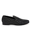 Imperio By Regal Black Mens Woven Textuted Leather Formal Slip Ons