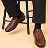 Imperio By Regal Dark Tan Mens Woven Textuted Leather Formal Slip Ons