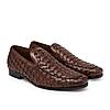 Imperio By Regal Dark Tan Mens Woven Textuted Leather Formal Slip Ons