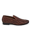 Imperio By Regal Dark Tan Mens Woven Textuted Leather Formal Slip Ons