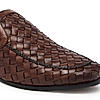 Imperio By Regal Dark Tan Mens Woven Textuted Leather Formal Slip Ons