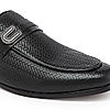 Imperio By Regal Black Mens Textured Leather Formal Buckled Slip Ons